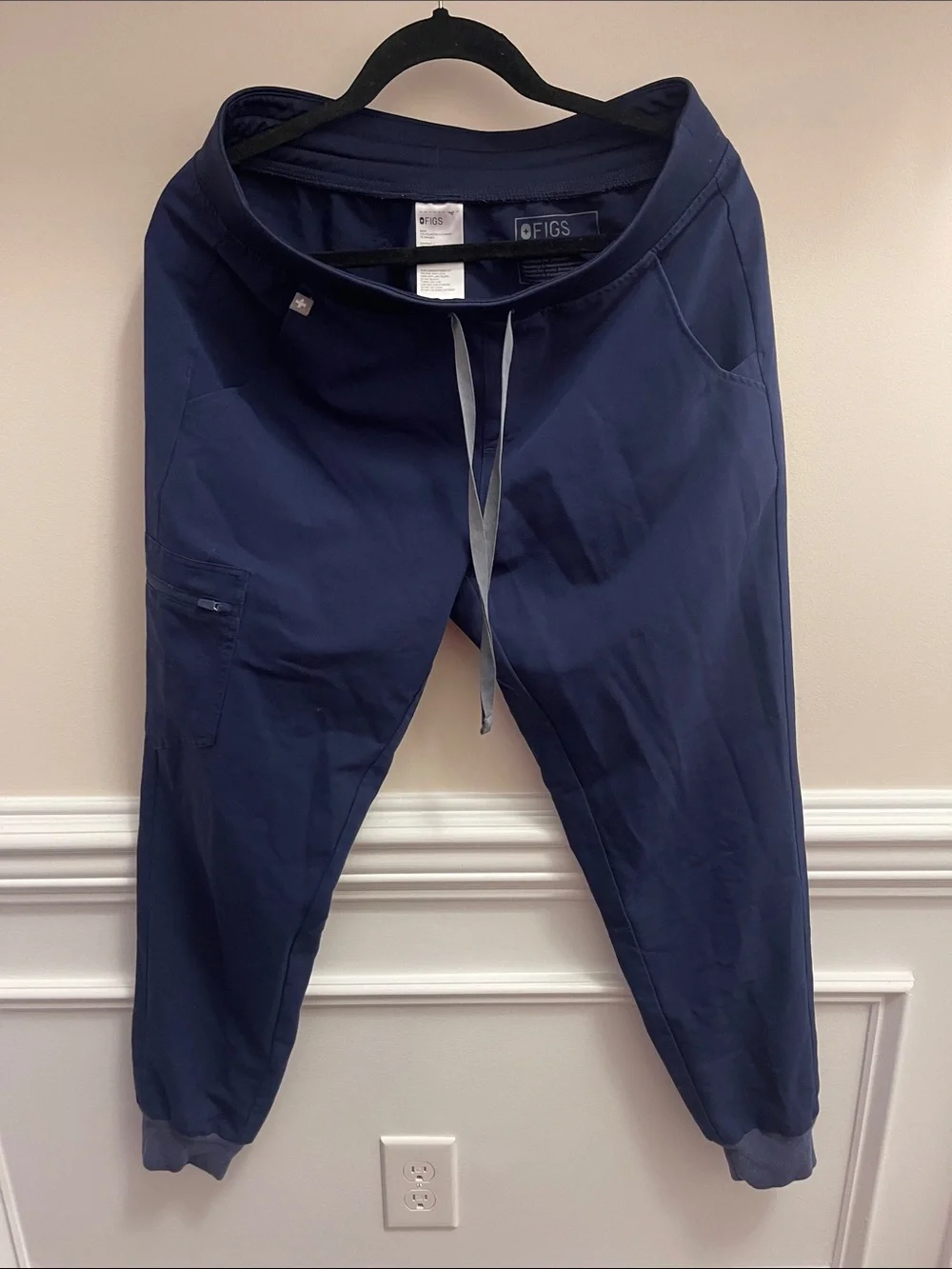 Figs Men's Joggers in Navy Blue with Gray Drawstrings